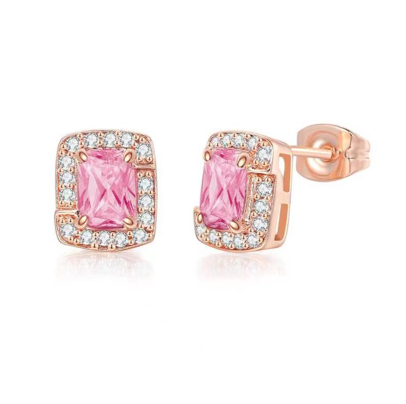 Bling Birthstone Crystal Stud Earrings for Women Multicolor Zircon Wedding Engagement Ear Accessories Fashion Earing Zircon