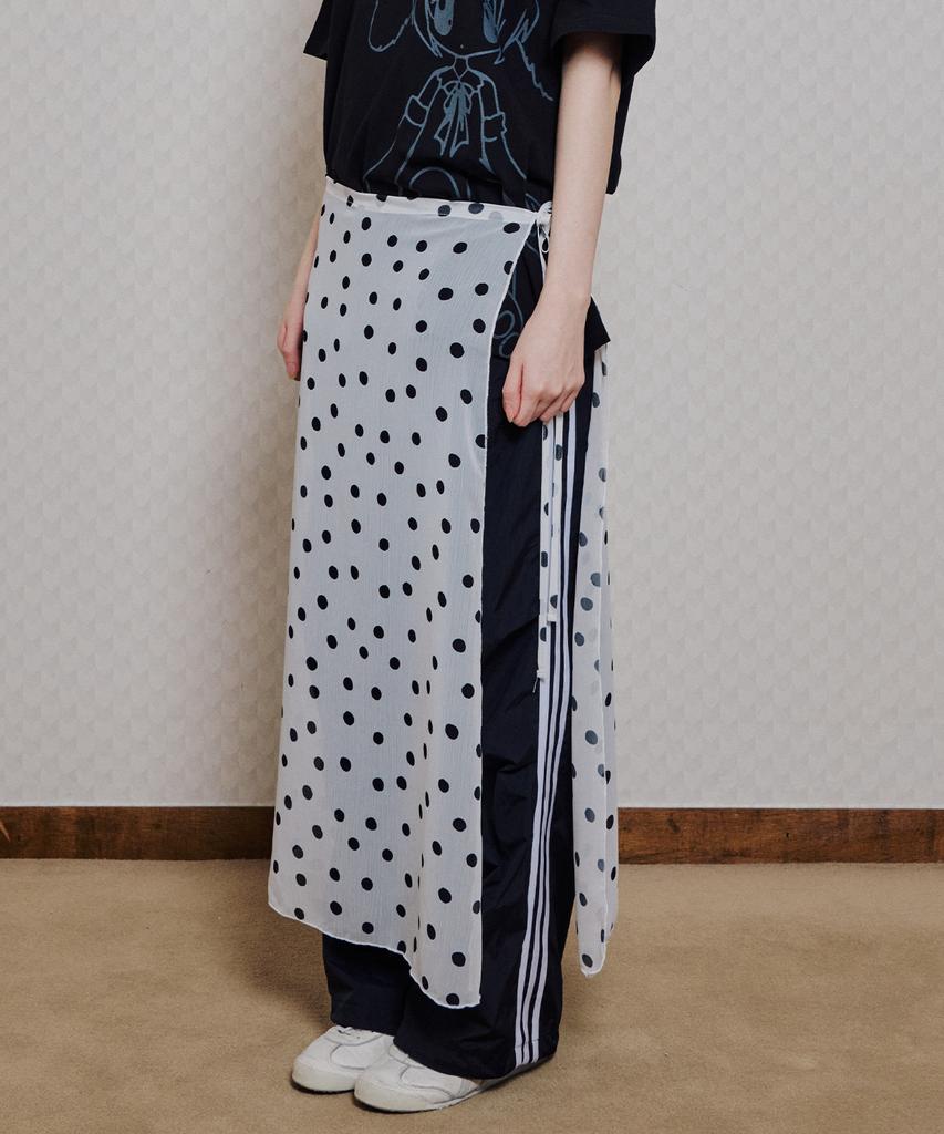 Isjabaibeu White Dotted Layered Wrap Long Skirt