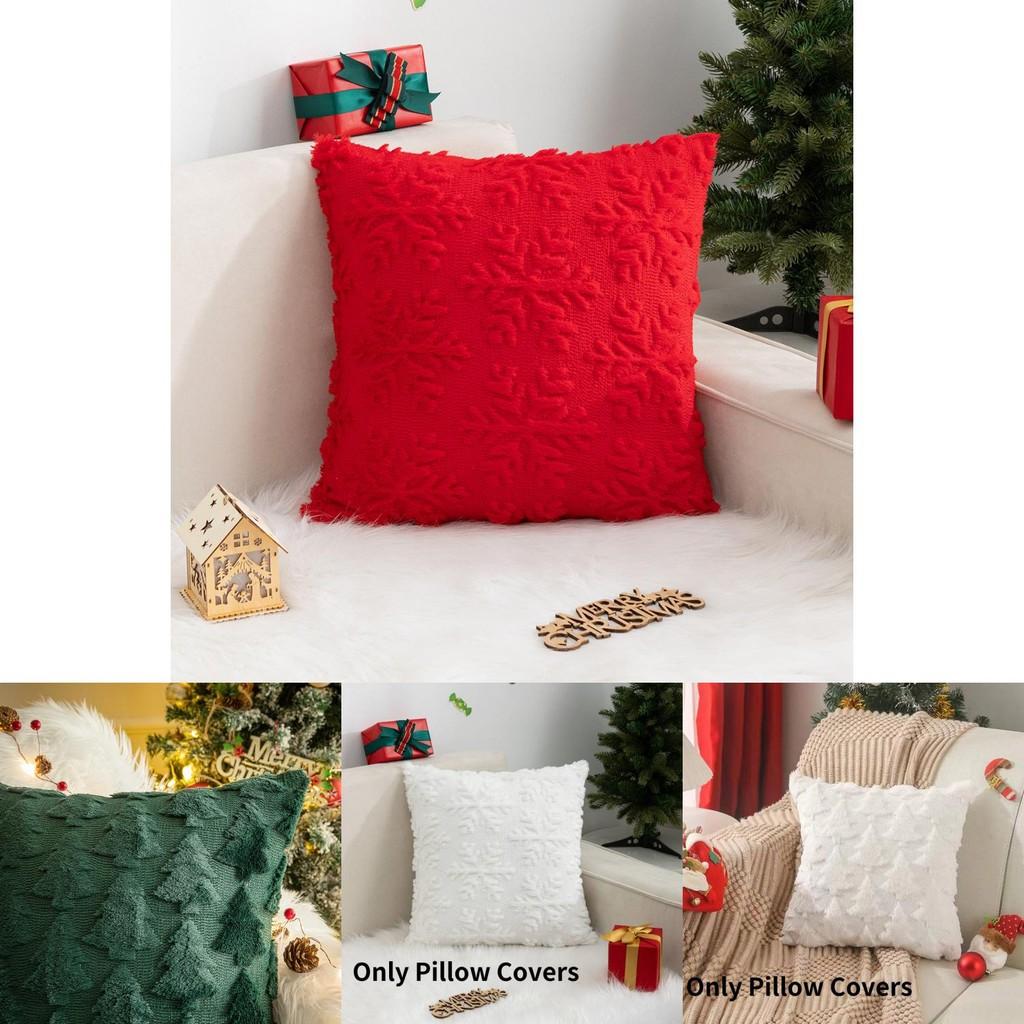 Cozy Christmas Holiday Pillow Cover Snowflake Christmas Tree Design For Home Dcor