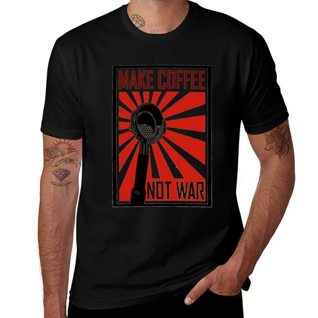 Make Coffee Not War Coffee Maker Tshirt Anime T Shirts Oversize Unisex T Shirts For Unisex Tshirt