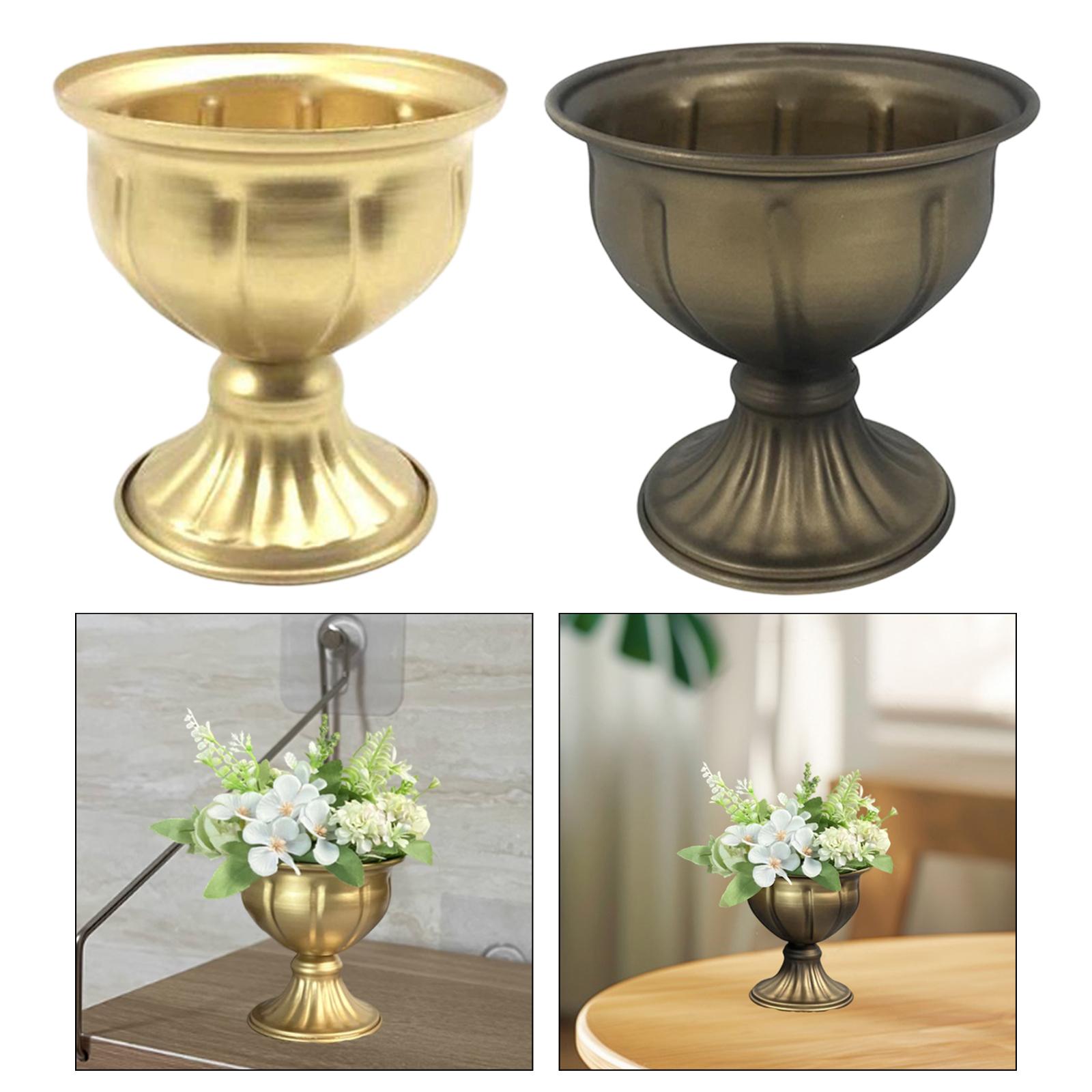 Floral Arrangement Vase Flowerpot Rustic Vintage Style Iron Plant Pot Metal Flower Pot for Bedroom Restaurant Indoor Home Office ottone