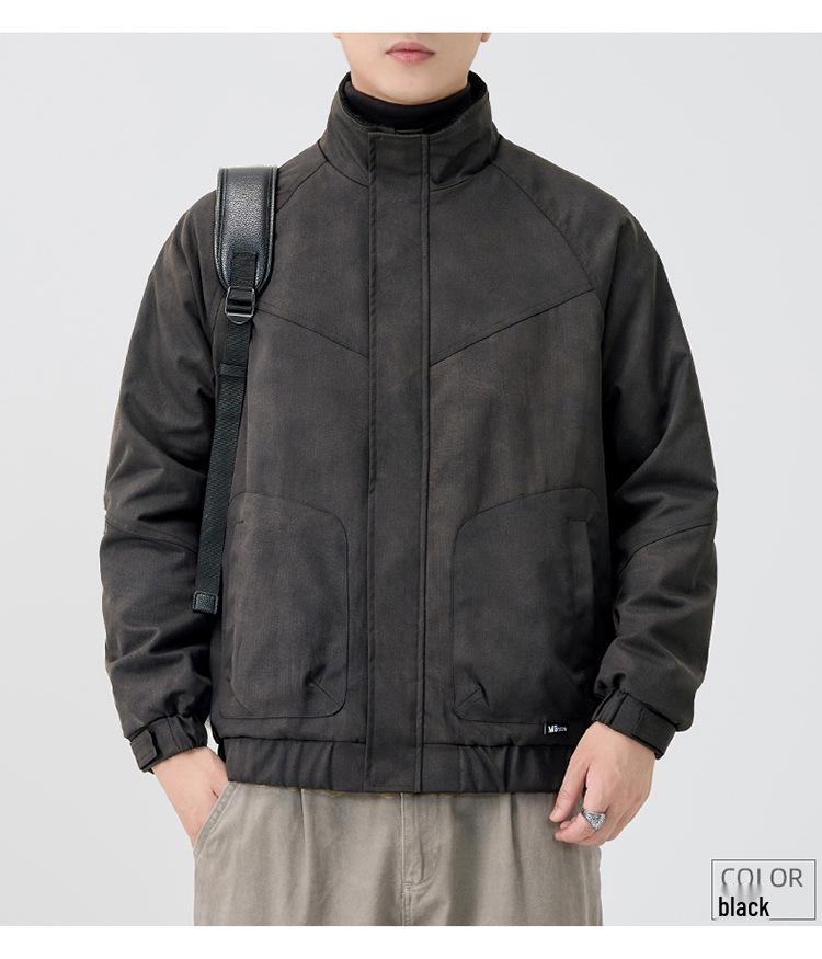 Men's Lambswool Thickened Stand Collar Jacket - Autumn/Winter 2025 Fleece-Lined Pilot Warmth
