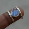 Round Rainbow Moonstone Gemstone 925 Sterling Silver Artisan Handmade Gift Ring