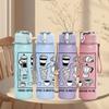 1PC Coffee Equipment Line Sketch Print 750ml Color Plastic Sports Water Bottle Leakproof Flip Straw Lid Suitable for Sports Office Home Use