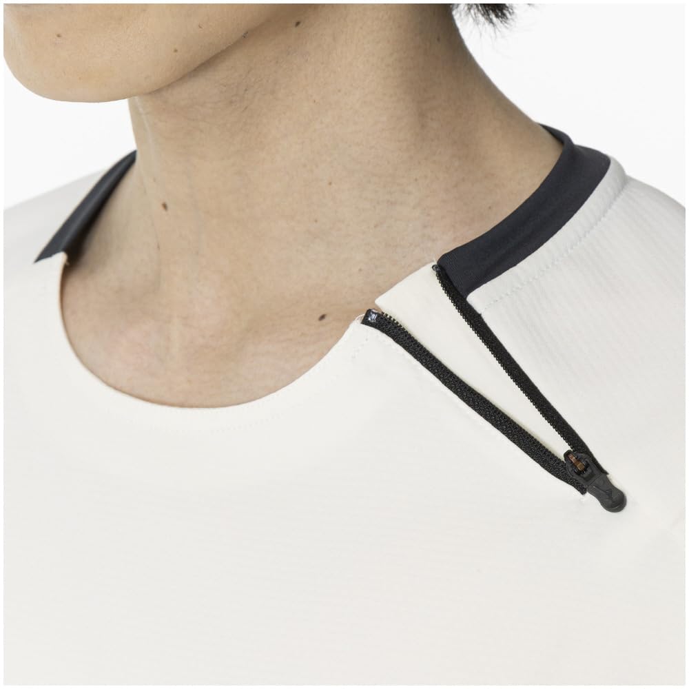 Mizuno Tech Shield Training Crew Long Snow Size 3XL Men's Wear, Neck, Sleeve, Windproof, Stretch, Water-Repellent, White, (Product Code 32MCA553)