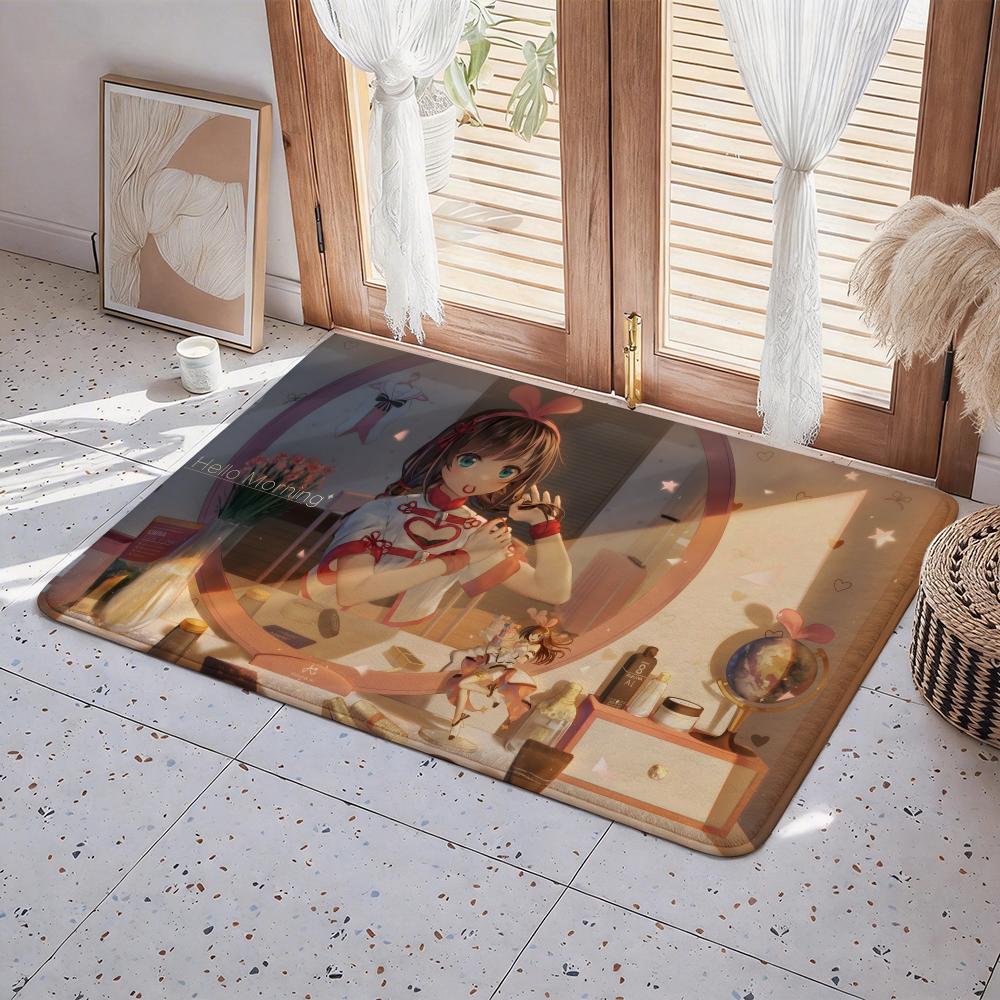 Character K Kizuna AI Floor Mat Eco Flannel Doormat Non Slip Odorless Indoor Floor Rug Soft Short Plush Home Mat