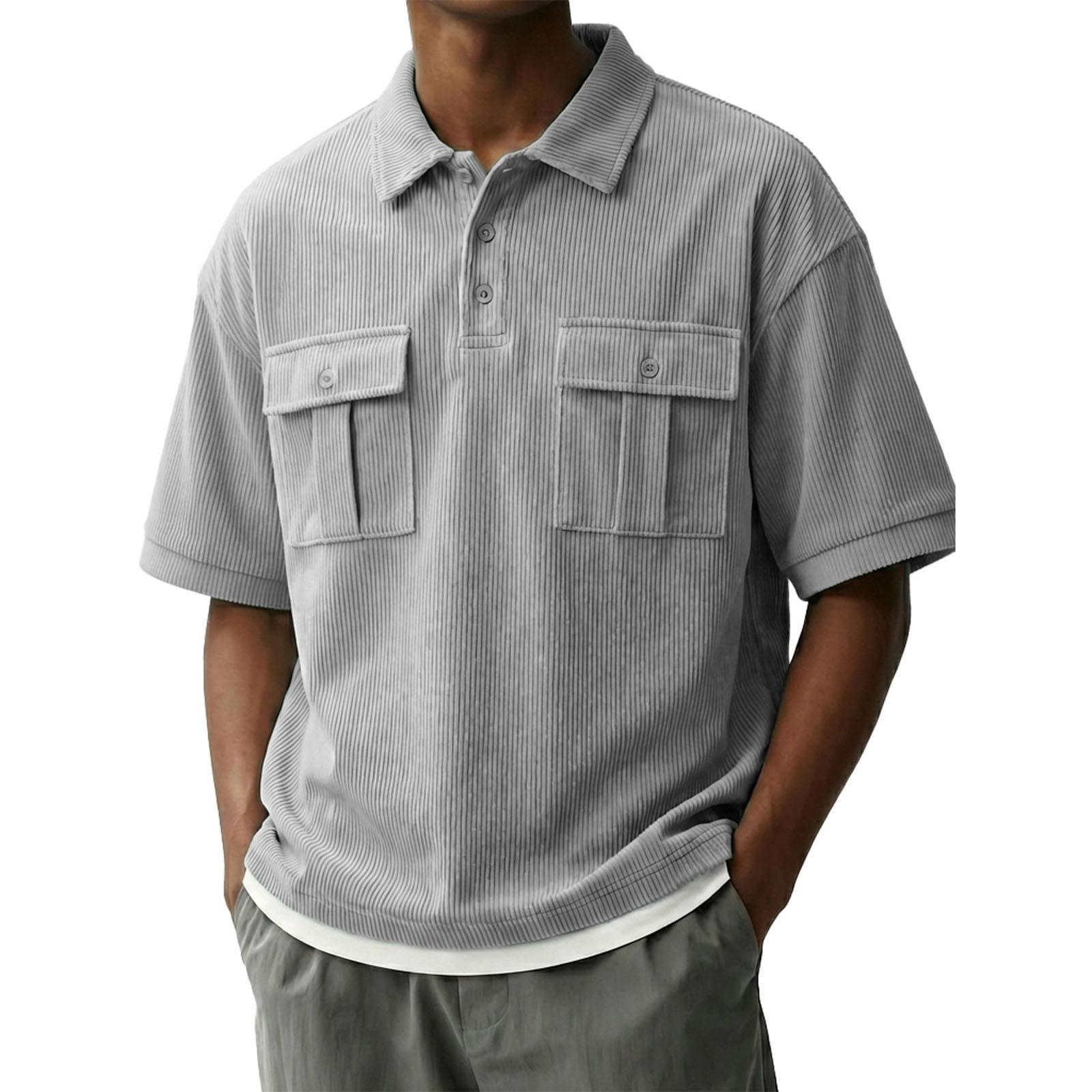 Men s Casual  Lightweight Breathable Short-Sleeve Top L