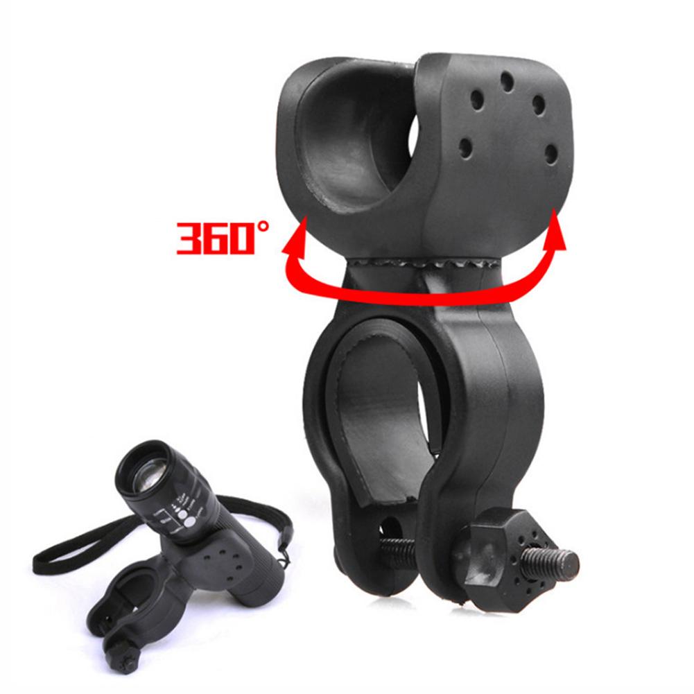 360 Degree Rotatable LED Bicycle Flashlight Mount Clip-On Bracket Clamp Holder for Bike Night Visibility Torch Cycling Accessory
