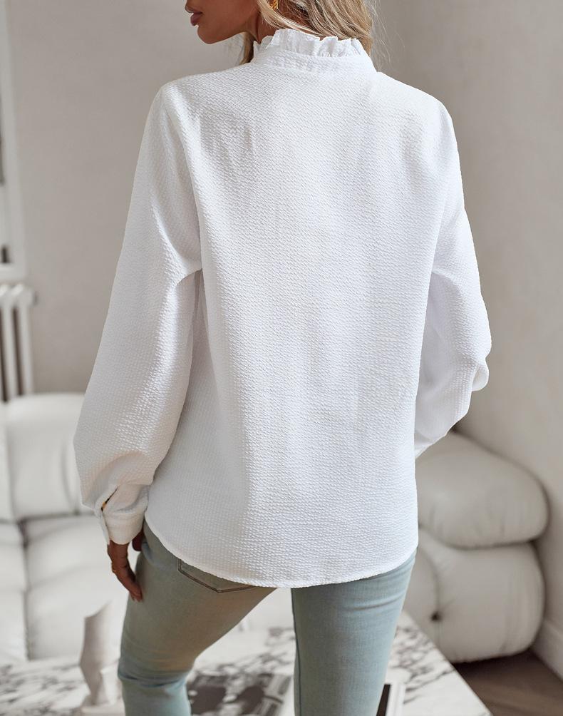 Diyun Women's Long-Sleeve Shirt - 2025 Spring/Summer Collection, European/American Style, Elegant Commuter Top