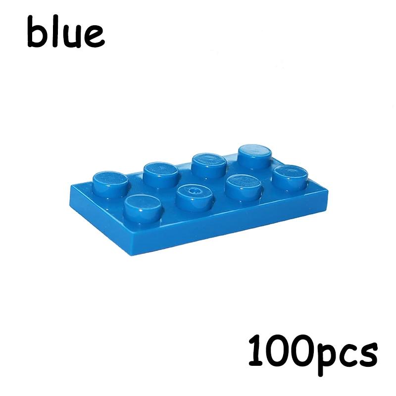 100PCS Size 2x4 Dot Plate 3020 MOC Assemble Particles DIY Building Blocks 2*4 Figures Bricks Educational Creative Toy for Kid
