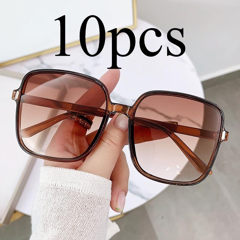 

10pcs Oversized Square Frame Eyeglasses Rice Nail Gradient Color UV400 Sunglasses Vintage Trendy