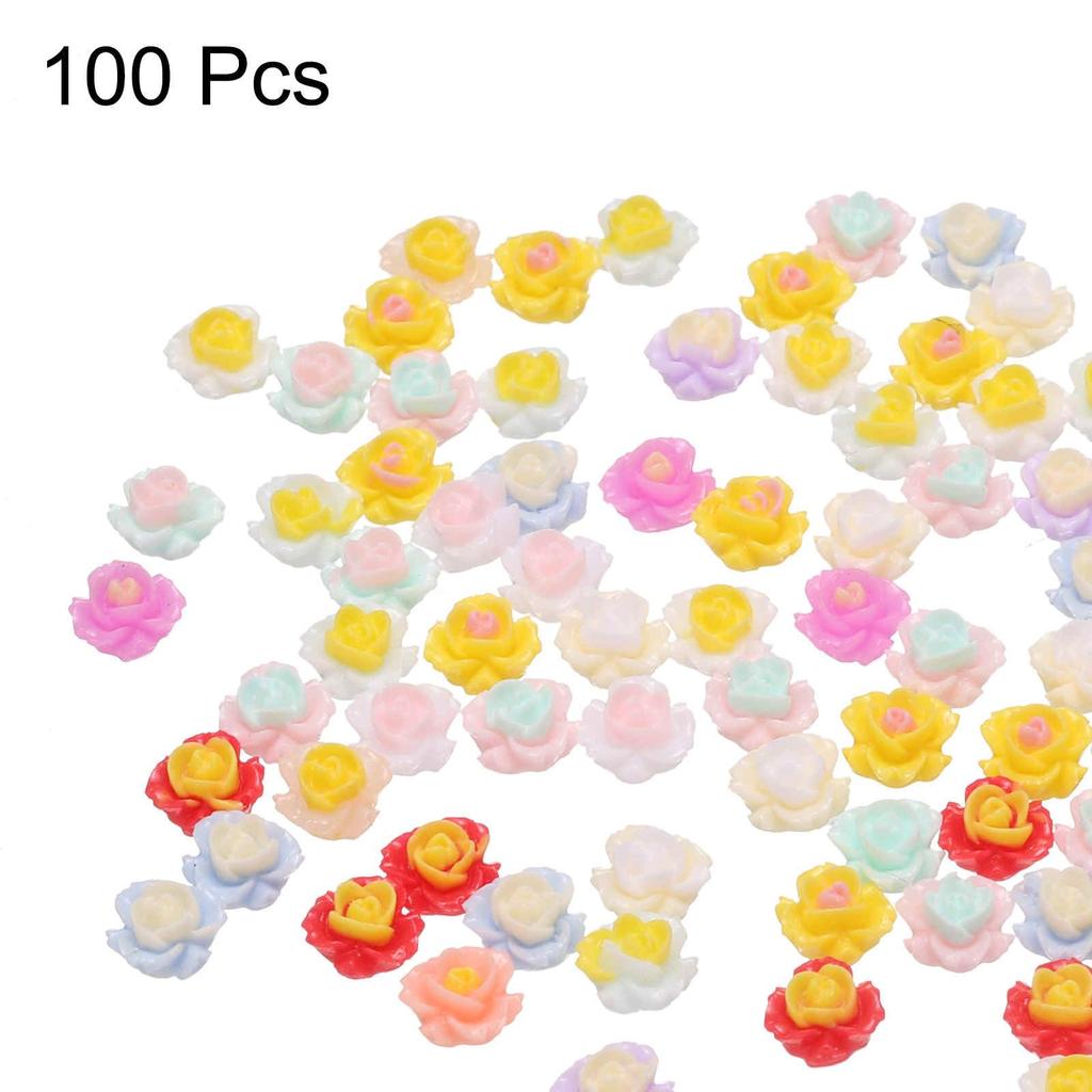 CoCud Mini Harzblumen, 0,22" Durchmesser, Miniatur-Rosen-Dekorationen für Puppenhäuser, Mehrfarbig (Verwendet: Nagelkunst, Feengarten, Bastelarbeiten,