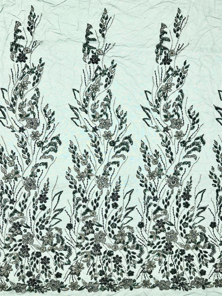 Green African Beaded Lace Fabric 2025 High Quality Nigerian Sequins French Tulle Fabrics Material For Wedding Party Dress Women
