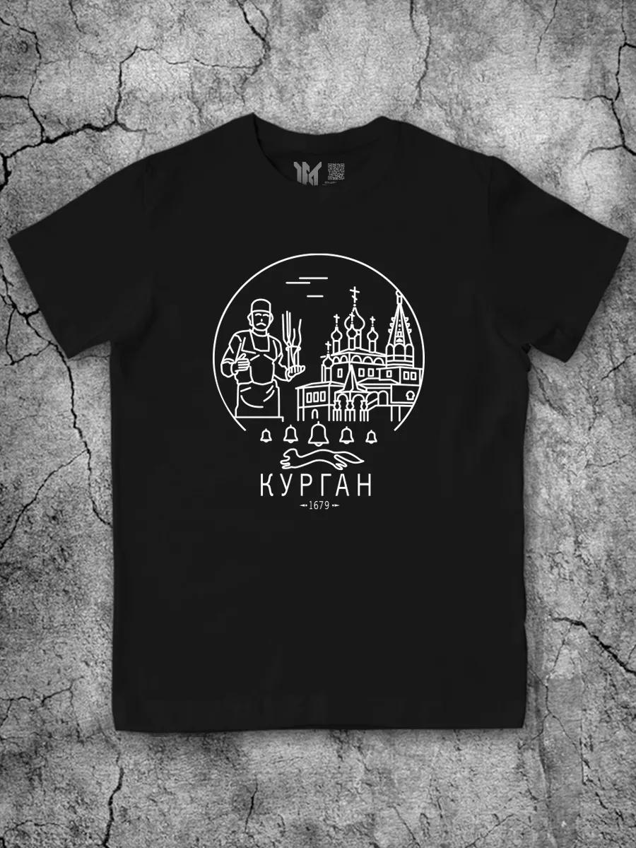 Men s Black T-shirt with Kurgan Cotton Print S