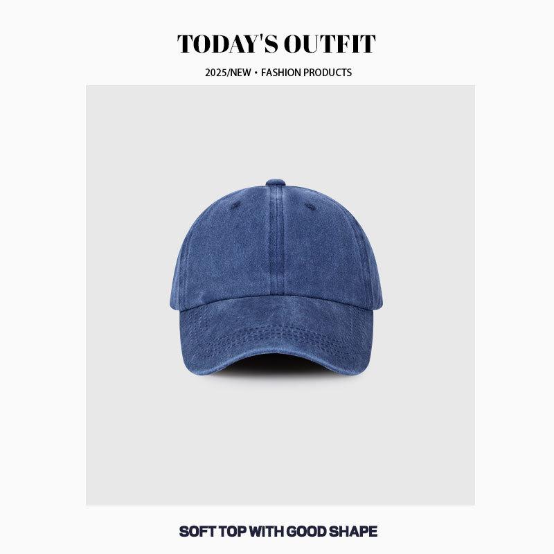 Men's Big Head Hat  Four Seasons Sun Hat  Washing Denim Baseball Hat  Women's Face  Small Old Gray Baseball Cap
