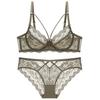 Sexy Dessous-Set aus Spitze für Damen, ultradünnes Unterwäsche-Set, transparentes BH- und Höschen-Set, ungepolstertes Minimierungs-BH-Set
