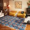Retro dywan w kratę do salonu Dekoracyjny Antyczna sofa Stolik kawowy Miękka mata Zmywalna Sypialnia Przy łóżku Pluszowe dywaniki Tapis