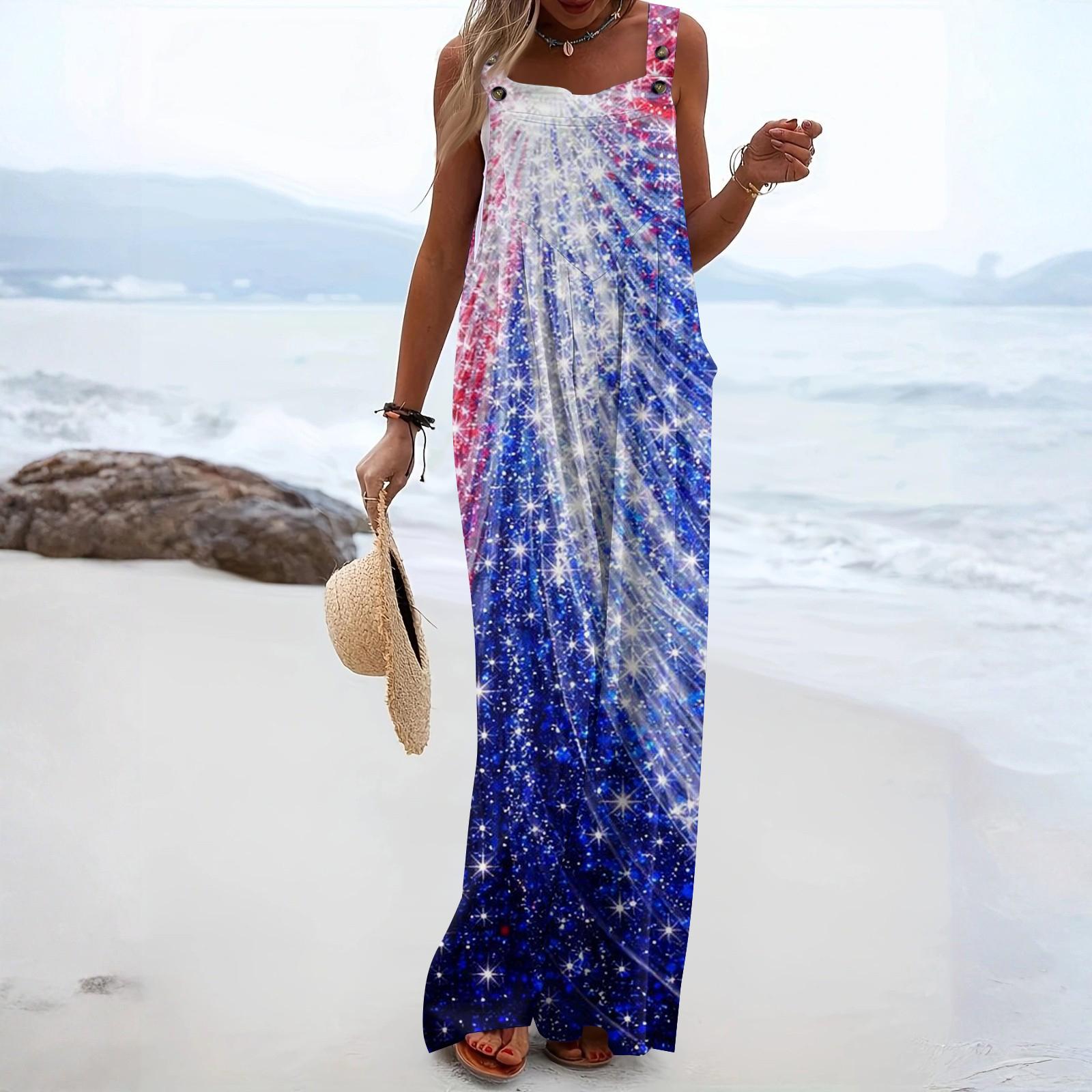 

Женский комбинезон Модный Повседневный С боковыми карманами Комбинезон с цветочным принтом L синий