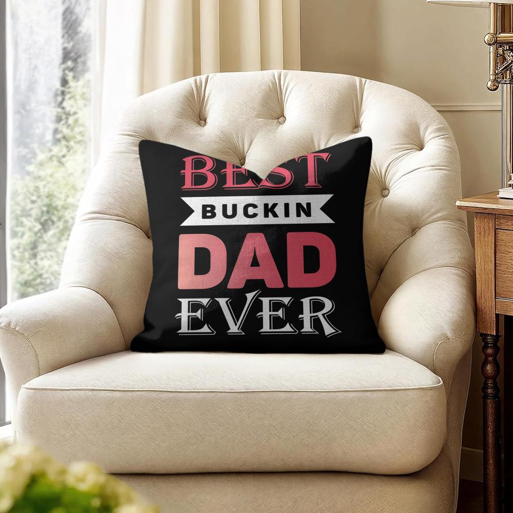 Best Dad Ever Fathers Day Cushion Cover Natural Linen Organic Fabric DoubleSided Printing Couch Pillow Covers Home Decor