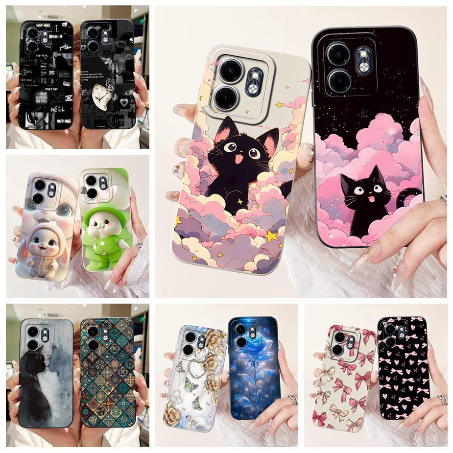 For Infinix Smart 9 Case Hot50i X6531 X6532 Cute Happy Cat Cartoon Cover Soft TPU Phone Case For Infinix Hot 50i Smart9 HD Shell