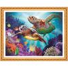 Celokulatý vrták 5D DIY diamantový obraz "Turtle Family" 3D vyšívací křížový steh Domácí dekorace