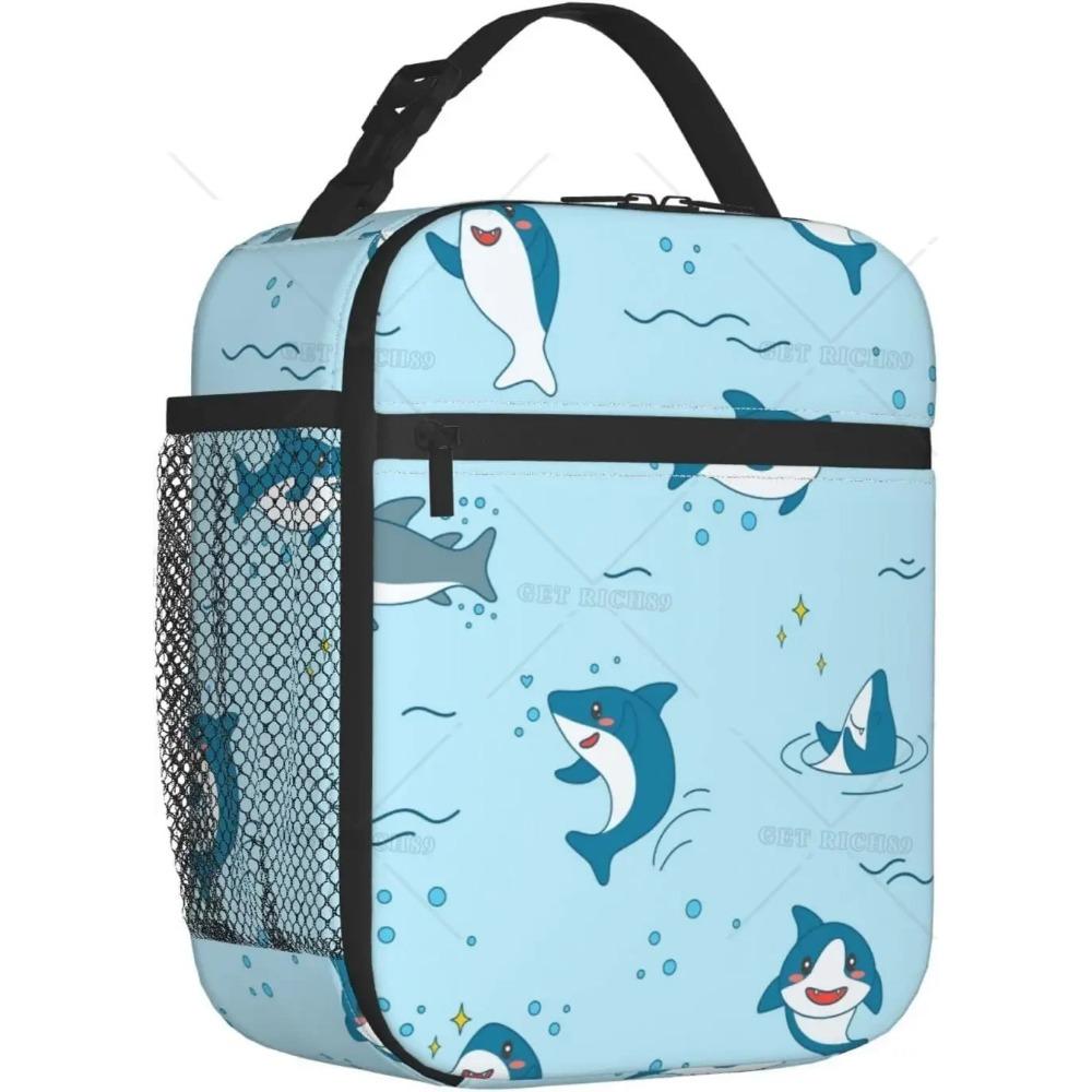 Shark Cute Underwater Animal Portable Lunch Bag for Women/Men Insulated Reusable Lunch Box for Office Work School Picnic Beach