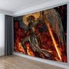 Giant Epic Angel Warrior Fire Tapestry Mural Large Size Gothic Fantasy Wall Hanging Room Decor Art Decor
