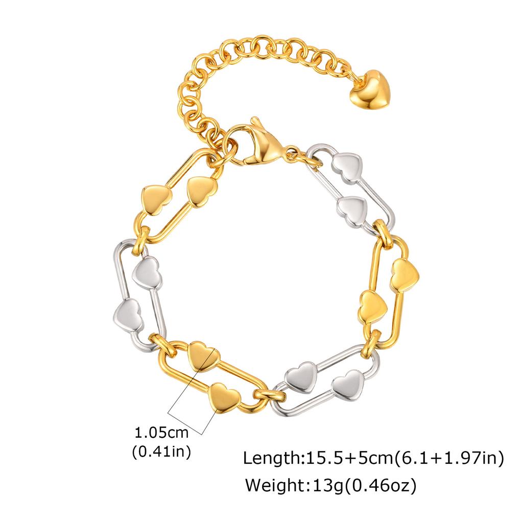 Vnox Charm Chain Bracelets For Women Statement Jewelry Gifts To Lovers Stainless Steel 18K Gold Plated Metal Bracelet