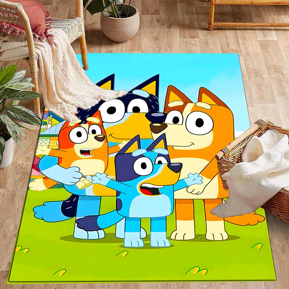 Tappeti Antiscivolo a Tema Amici Colorati di Bluey - Arredamento per la Casa in Poliestere, Adatti per Camere da Letto, Soggiorni, Ingressi, Studi e Decorazioni