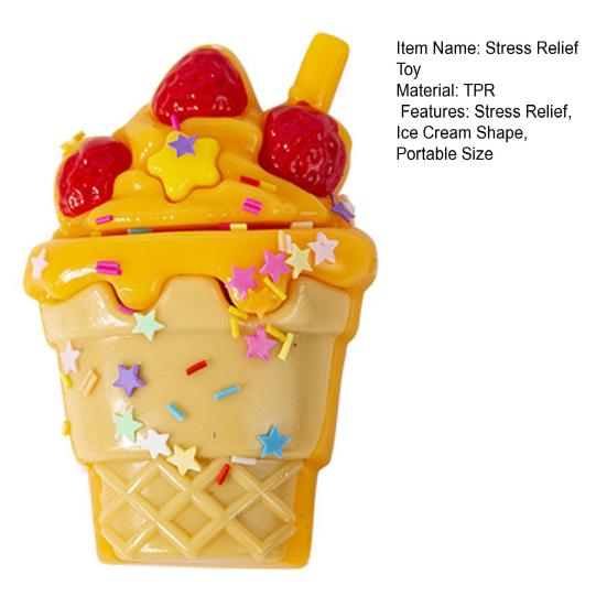 Ice Cream Cone Squeeze Toy Simulated Ice Cream Fidget Toy Soft Stretchy Anxiety Stress Relief Fake Food Sensory Toy