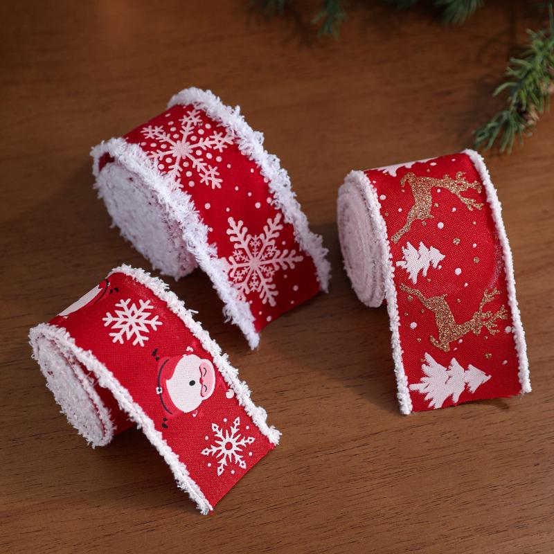 2M Christmas Ribbon Red Pink Series Ribbons For Xmas Decoration Diy Craft Supplies Gift Decoration Box Packaging Ribbon