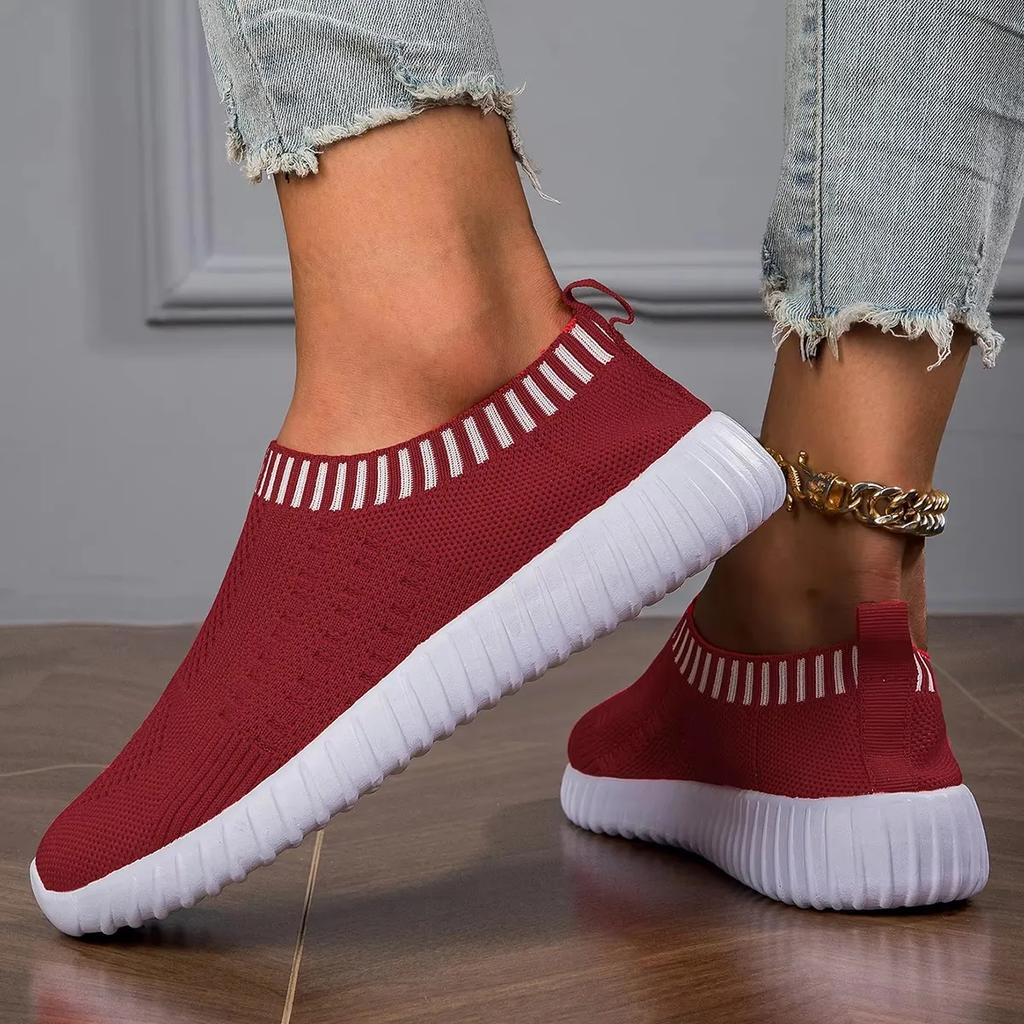 Women's Mesh Shoes A Shallow Opening Breathable Fly Weave Soft Sole Lightweight Surface Single Shoe Light Luxury Design Shoes