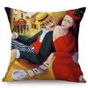 Pittura ad Olio Vintage Nordica di Bella Donna Arte Copricuscino Decorativo per Divano Custodia per Cuscino da Lancio Felice Storia d'Amore di Coppia per Sedia