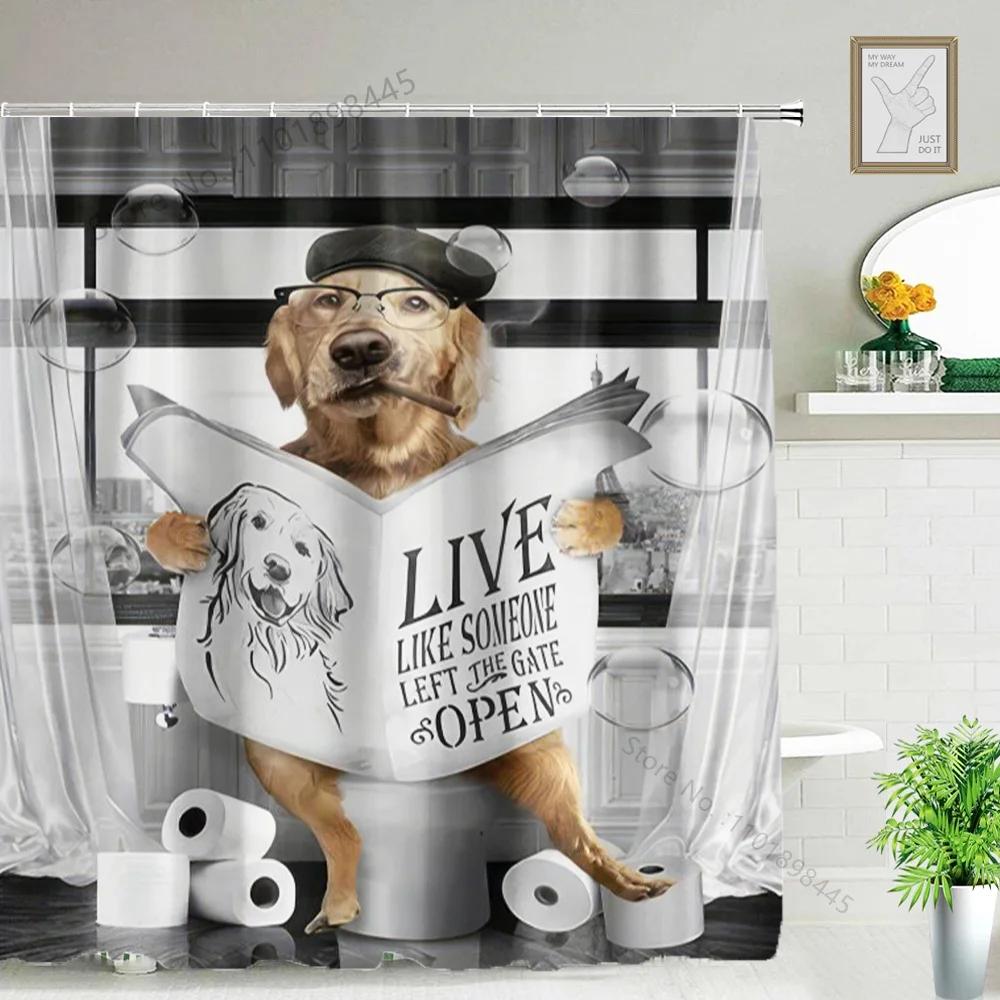 Lustiger Tier Duschvorhang Badewanne Yak Kuh Esel Dschungel Wildtiere Modern Minimalistisch Toilette Lesen Ziege Badezimmer Duschvorha