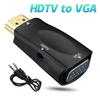 Cable convertidor HDMI a VGA macho a hembra, adaptador de audio jack de 3,5 mm, HD 1080P para PC, portátil y tableta.