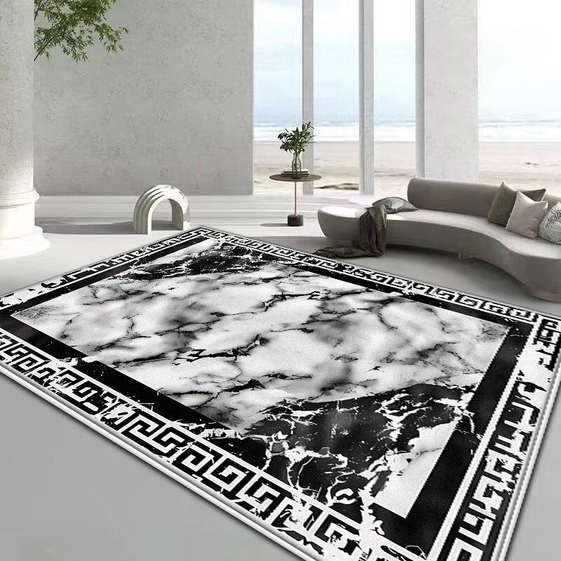Black White Marble Carpet for Living Room Light Luxury Decoration Non-slip Rugs Bedroom Lounge Sofa Coffee Table Floor Mat