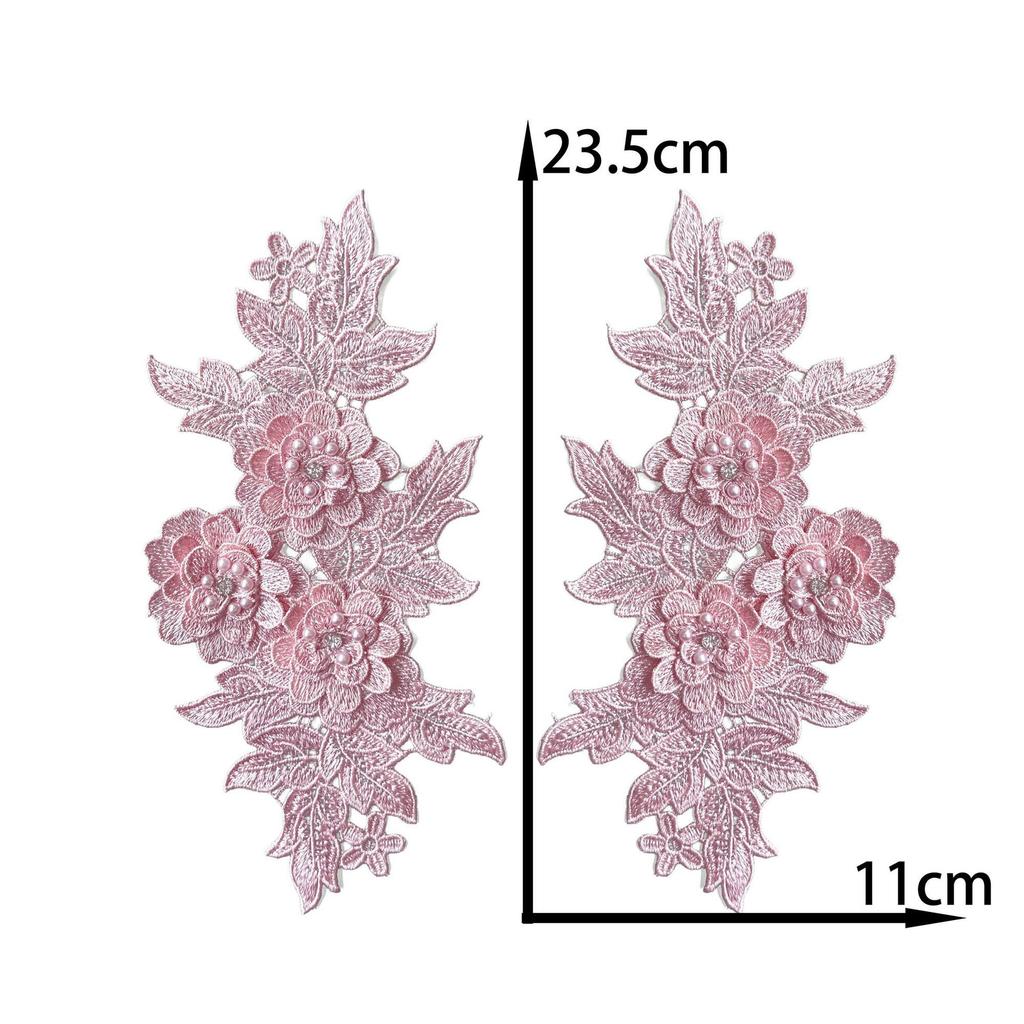 Classical Three-Dimensional Beads, Drills, Solid Color Pair Of Flowers, Embroidery Lace Fabric, Performance Clothes, Dresses, Decorative Accessories