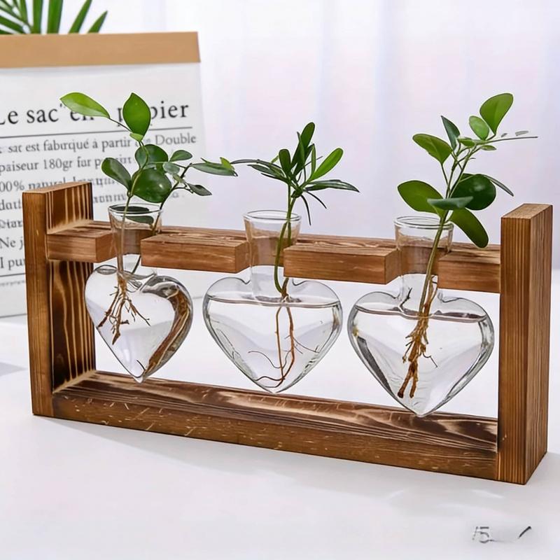 Creative Mini Glass Hydroponic Vase Spiral Pine Frame Home Decor Desk Flower Insert Container Living Room Ornament