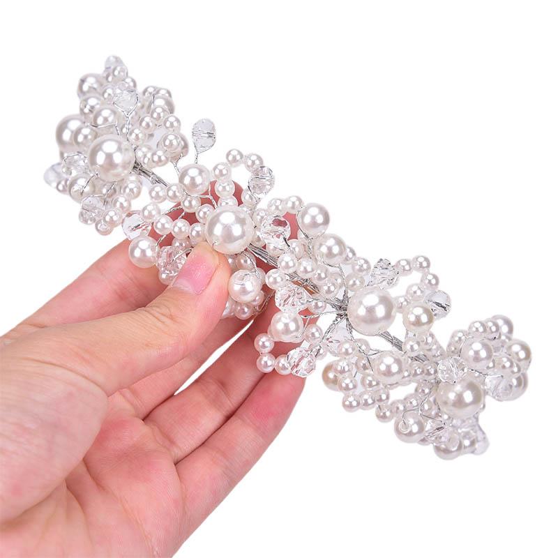 Bridal Wedding Headband Crystal Flower Tiara Crown Pearl Rhinestone Hair Band