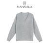 Classic Round Neck Cashmere Sweater - Autumn/Winter, Short, Brushed Wool, Flocked, Simple Design.