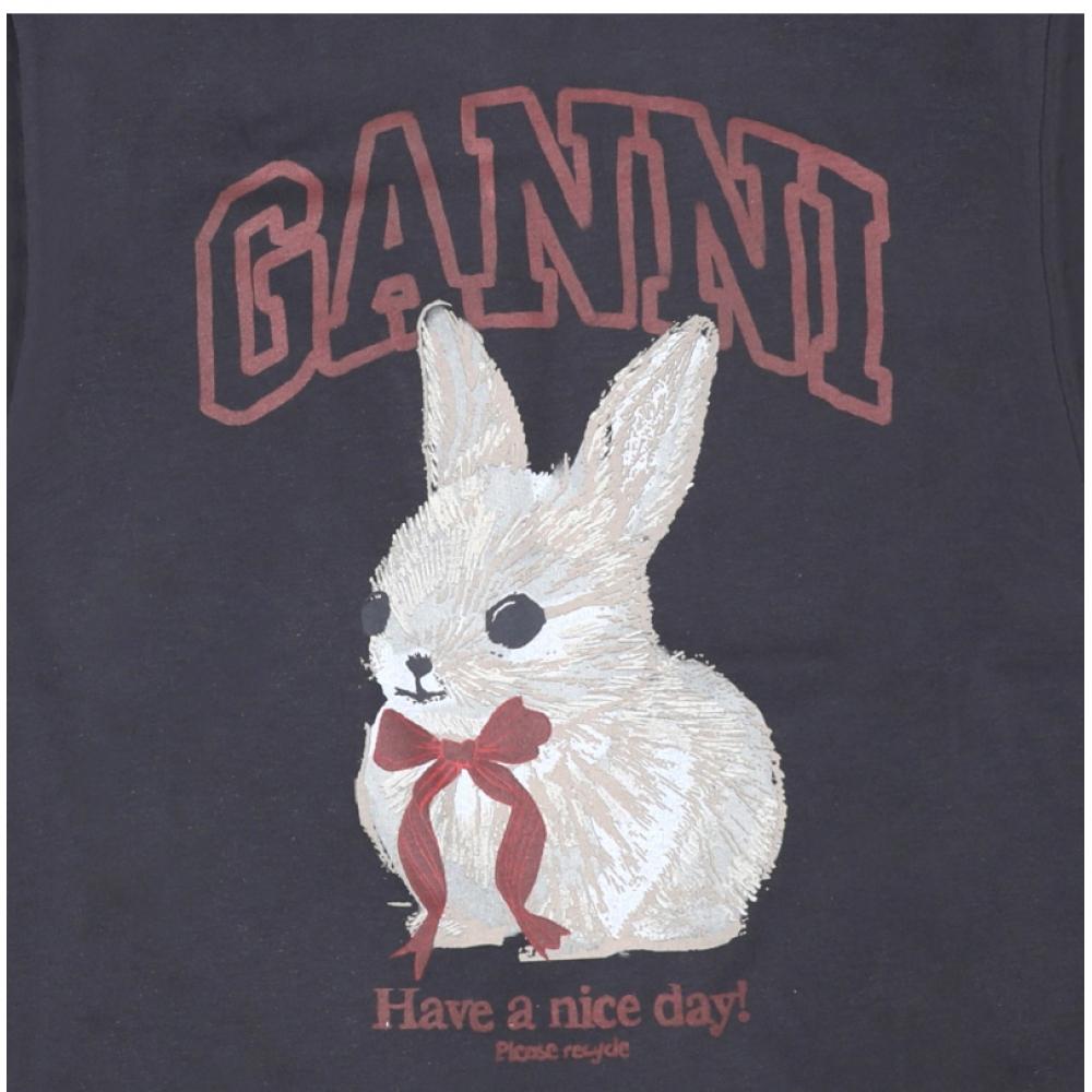 Ganni Women S ShorT Sleeve T ShirT Bunny Logo A1050061 252