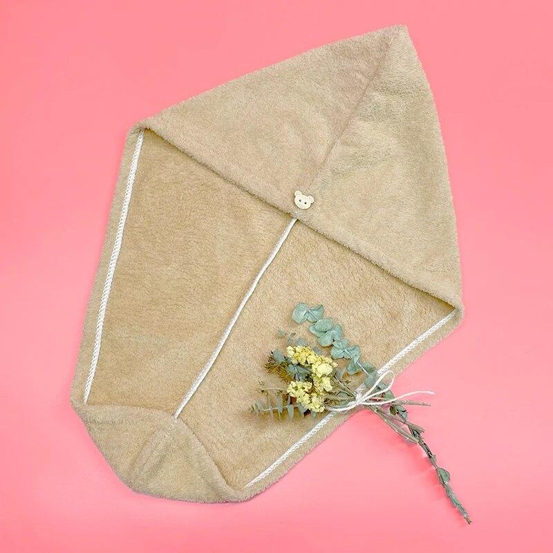 

1 шт. Полотенце для волос из микрофибры Anti-Frizz с кнопкой, быстросохнущее и суперабсорбирующее 25x 60