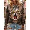 Tops for Women Animal Print  Round Neck Long Sleeve T-shirt Fall Casual Slim Pullover Women's Long Sleeve Top