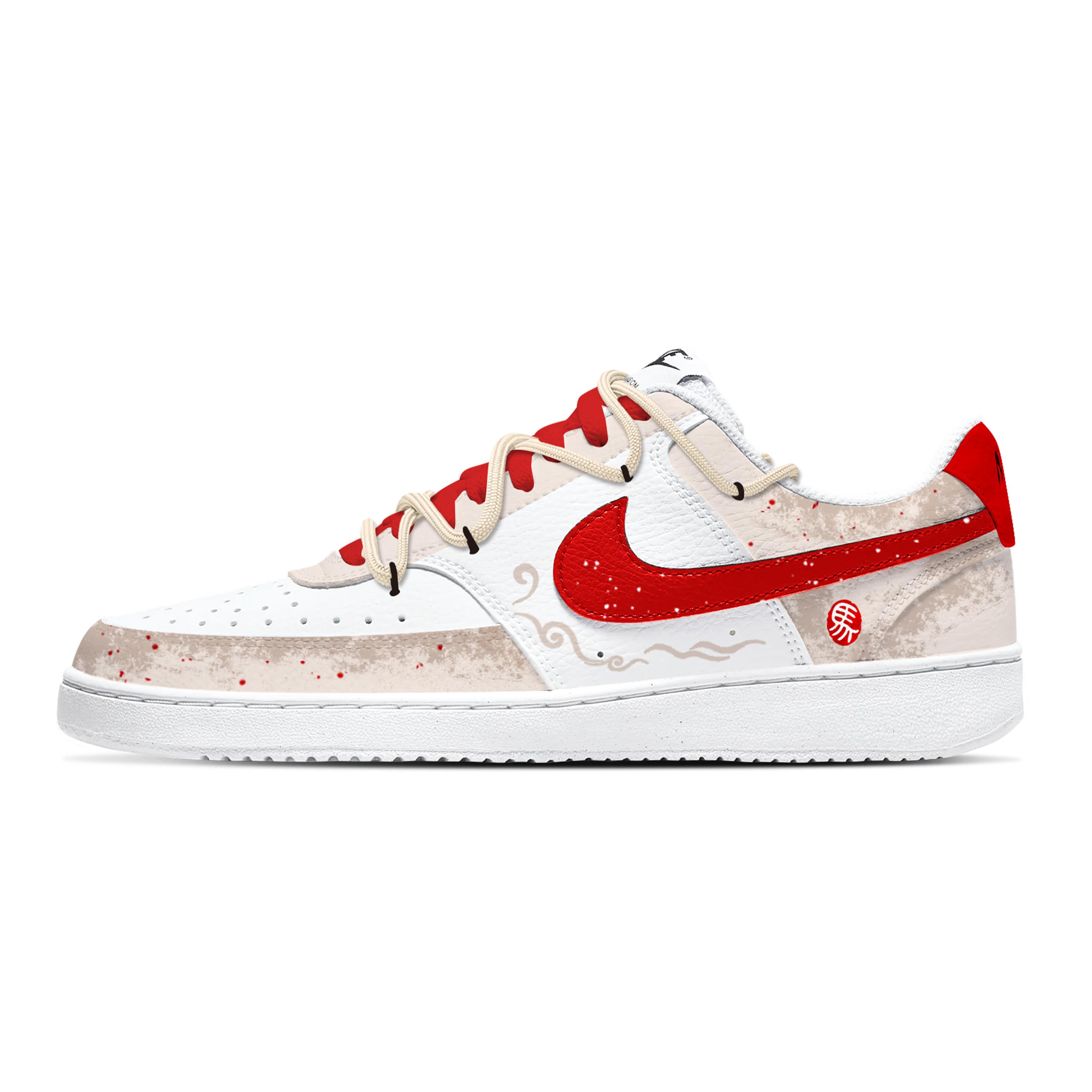 

Nike Court Vision Abrasion Resistant, Lightweight, And Breathable Low top Skateboard Shoes Unisex Red White DH2987-101(Team1895-) 44