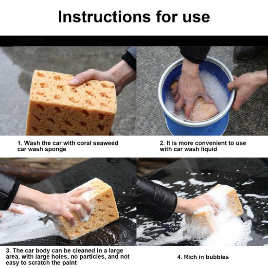 Biltvättsvamp Honeycomb Extra stort rengöringsverktyg Bil Gult svampblock