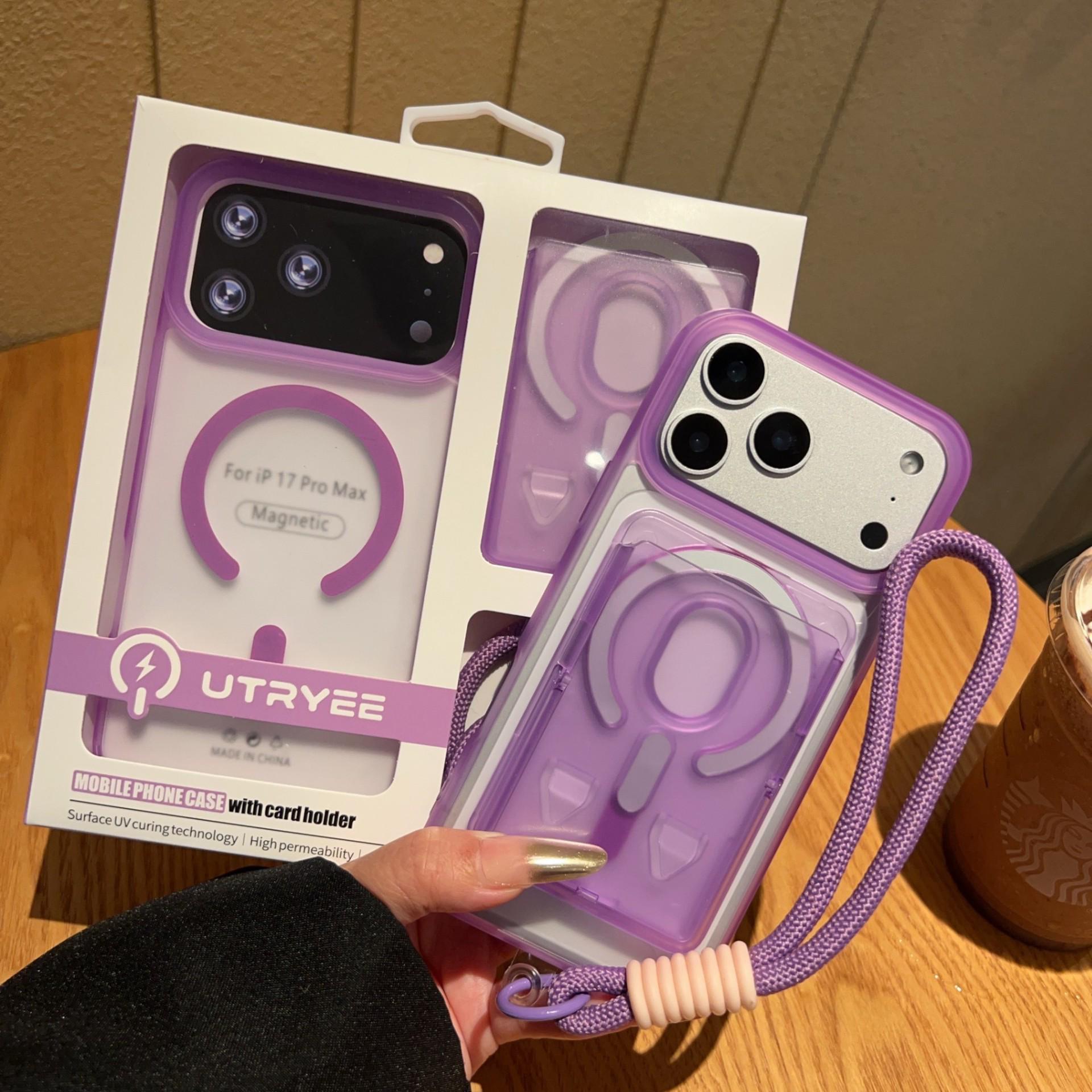 Frosted Magnetic Cartoon Stand & Lanyard for iPhone 17 Pro Max - Wireless Charging Compatible iPhone 14 Pro Max