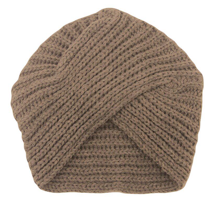 Wintermützen für Damen, häkeln, Twist-Cap, einfarbig, Turban-Hut, lässig, warm, gestrickte Wollmütze