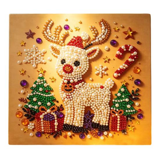Kalınlaştırılmış Taban Rhinestone Boyama DIY Noel Sahte İnci Sanat Kiti, Yatak Odası El İşi Yetişkin Yeni Başlayanlar İçin Sevimli 3D Boncuk Dekoratif Boncuk Nakış