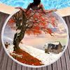 Winter Snow Scene Fantasy Tree Round Beach Towel Polyester Sand Resistant Shawl Beach Blankets, Quick Dry Pool Towels Picnic Mat