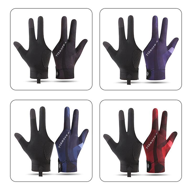 1Pc Left Hand Billiards Glove Three Finger Snooker Billiard Glove Non Slip Stickers Elasticity Billiard Training Gloves